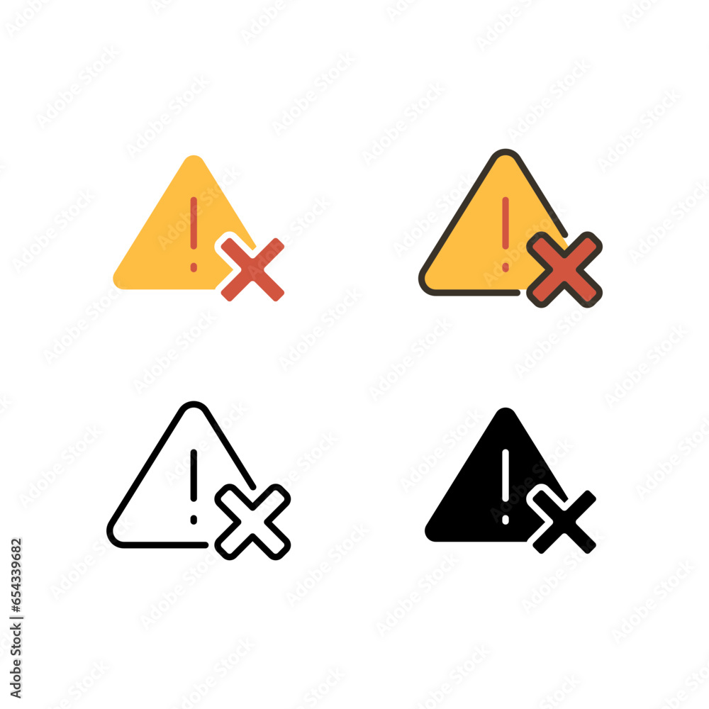 Wall mural exclamation symbol in triangle badge with cross sign for forbidden sign and prohibit ban access. ale