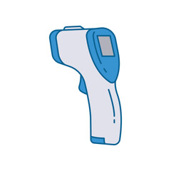 Non contact infrared sensor thermometer for body temperature check. Laser thermometer. thermogun icon, temperature, check, body, fever. Vector illustration. Design