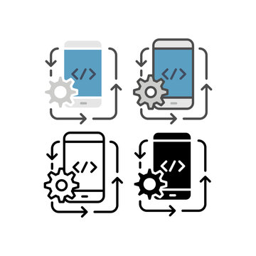 Back End with gear wheel for application programming interface icon for web and mobile. Idea of making creative products. Mobile App Development icon. Vector illustration Design