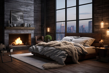 Fototapeta premium A scented candle in a modern bedroom