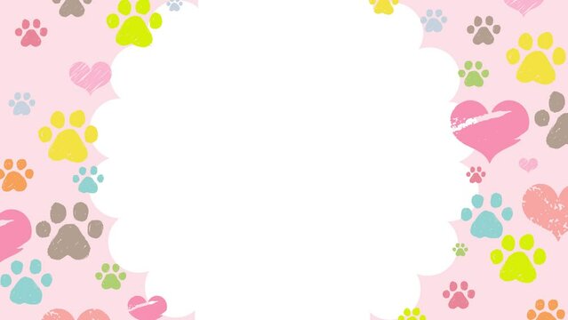 Doodle frame of footprints and hearts (colorful)