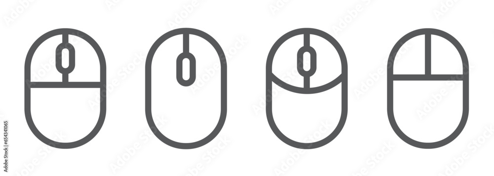 Poster Mouse icon vector set. Computer mouse symbol outline. Editable stroke. Simple design for web and mobile app. Vector