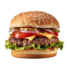 Tasty hamburger on a transparent background