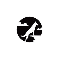 night wolf design. black color. vector logo