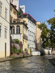 Vibrant Residential District Along Devil's Canal in Prague