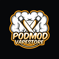 Vape Store Pod Electronic Cigarette logo Design vector graphic