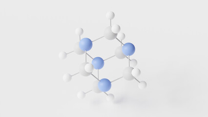hexamethylenetetramine molecule 3d, molecular structure, ball and stick model, structural chemical formula preservative e239