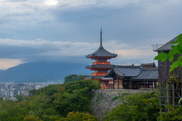 Fototapeta premium Kiyomizu-dera , Kiyomizu temple in Kyoto during summer at Kyoto Honshu , Japan : 2 September 2019