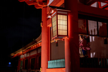 Fototapeta na wymiar Night at Fushimi Inari Taisha in Kyoto during summer at Kyoto Honshu , Japan : 2 September 2019