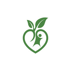 love design with leaves and humans. vector logo