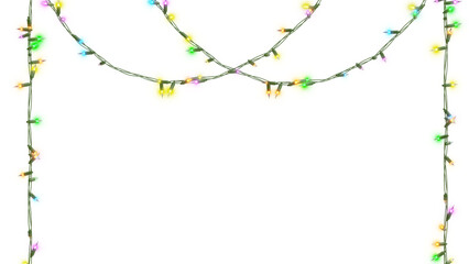 Festive Christmas garland with glowing yellow light bulbs and sparkles, perfect for Xmas, New Year, wedding, or birthday decor. Ideal for parties and events, it adds a touch of magic to the winter  © Luminax Visuals