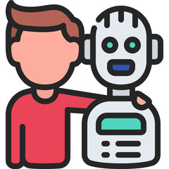 Friends With Robot Icon