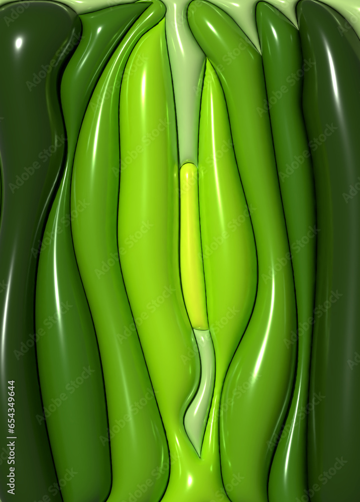 Poster soft inflate shiny lines, 3d rendering illustration