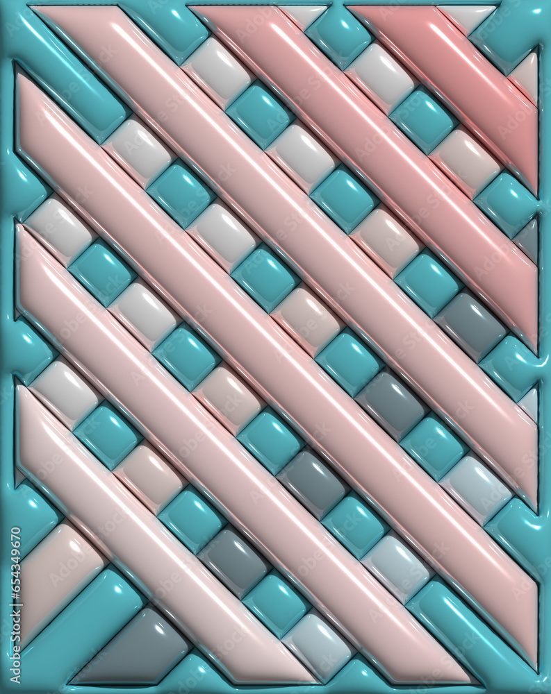 Poster intersecting inflated stripes, abstract 3d rendering background