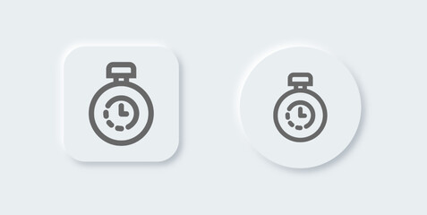 Duration line icon in neomorphic design style. Countdown signs vector illustration.