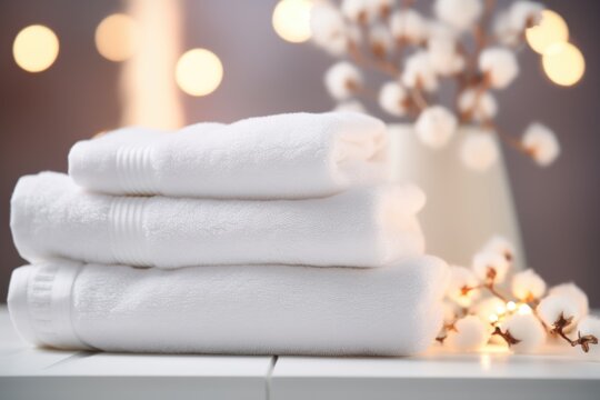 Stack Of Clean Towels On White Background Stock Photo, Picture and Royalty  Free Image. Image 119375752.