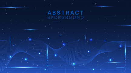 Abstract Waving Particle Technology Background Design. - obrazy, fototapety, plakaty