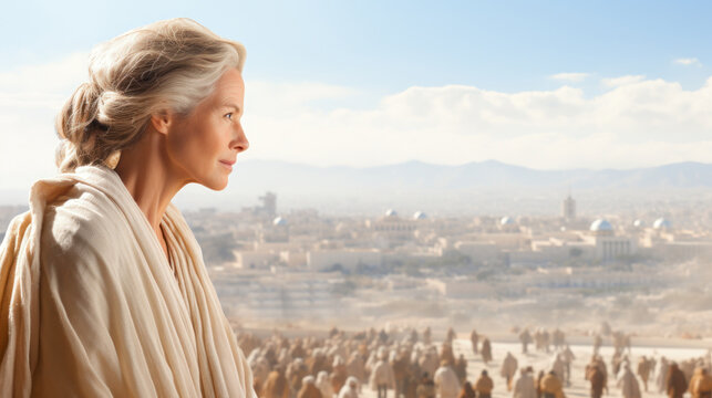 Widow Naomi the Ruths mother-in-law in the Bible Generative AI Illustration