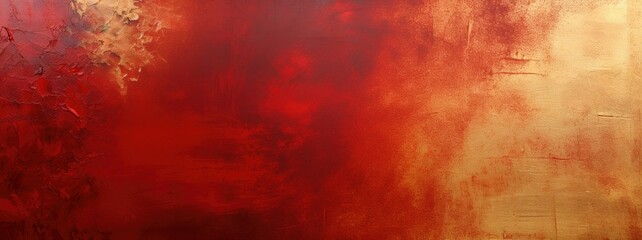 Christmas Brushed Paint red and gold background. Paint Brush Stroke textural Background web banner. Oil acrylic paint background - obrazy, fototapety, plakaty