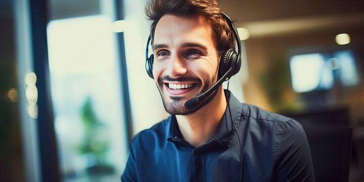 A picture of a person using a headset