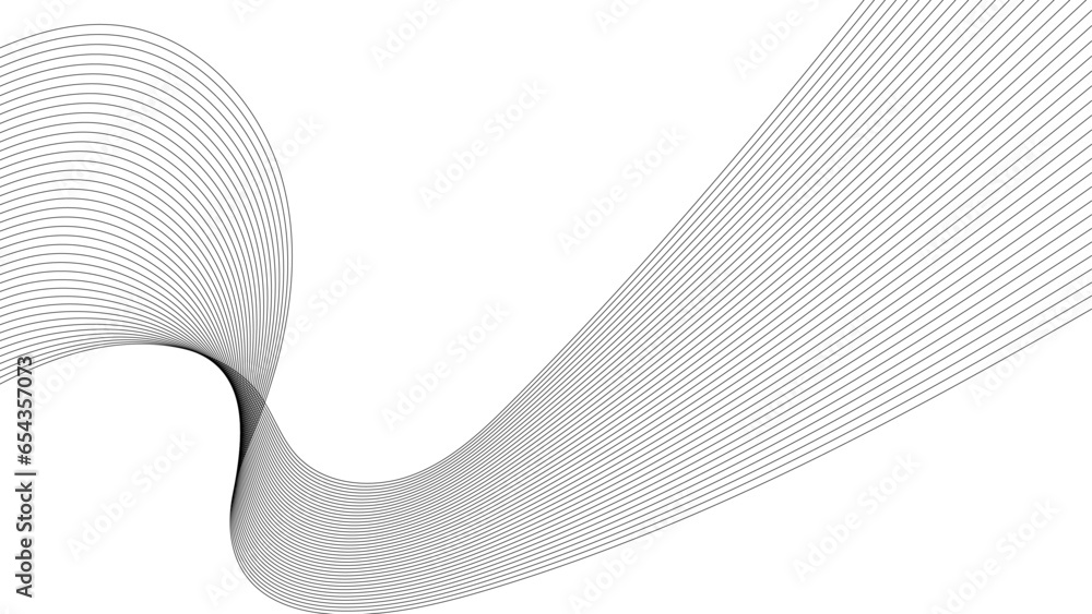 Aufkleber technology abstract lines on white background. undulate grey wave swirl, frequency sound wave, twist