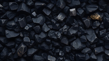 A lot of small pieces of black stone. Elegant background with copy space for design