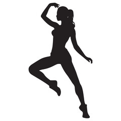 Silhouette of a woman try yoga poses vector illustration