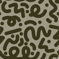 Patrón sin costuras de garabato de línea abstracta monocromático Fondo artístico creativo de estilo minimalista para niños o diseño moderno con formas básicas. 