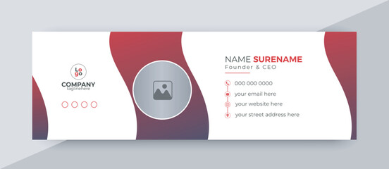 Corporate Email signature template or email footer and personal social media cover templates with an author photo place creative modern layout