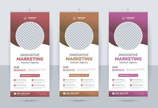 roll up banner design template,  modern simple clean rollup banner design