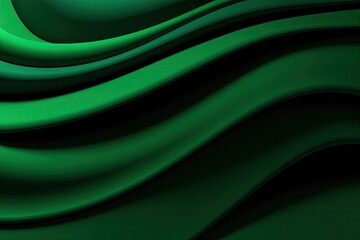 Abstract black horizontal background with a green wavy strip of paper