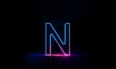 Abstract sports Light out technology and with Letter n English glowing in the dark, pink blue neon light Hitech communication concept innovation background,  vector design