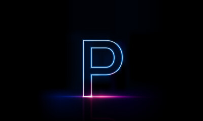 Abstract sports Light out technology and with Letter p English glowing in the dark, pink blue neon light Hitech communication concept innovation background,  vector design - obrazy, fototapety, plakaty