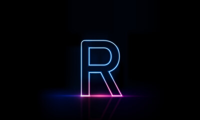 Abstract sports Light out technology and with Letter r English glowing in the dark, pink blue neon light Hitech communication concept innovation background,  vector design