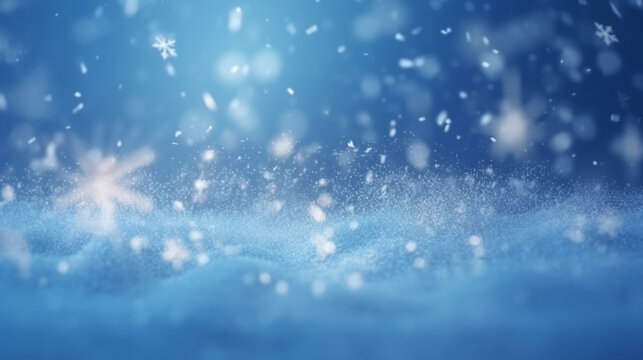 Winter background with falling snow. AI Generated