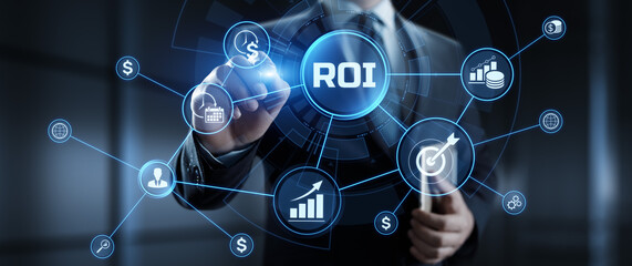 ROI Return on investment financial technology trading business and finance concept.