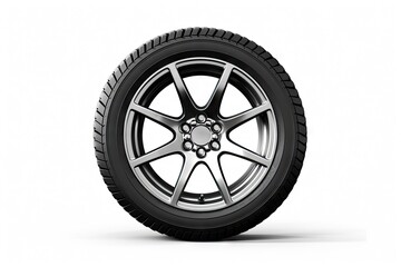 Fototapeta premium Aluminum wheels isolated car tire on white background