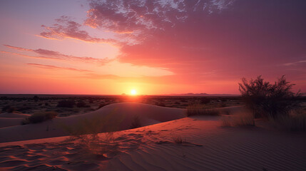 Fototapeta na wymiar A Breathtaking Sunset Over a Desert Expanse