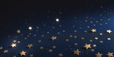 Naklejka premium Elegant dark blue background with golden stars