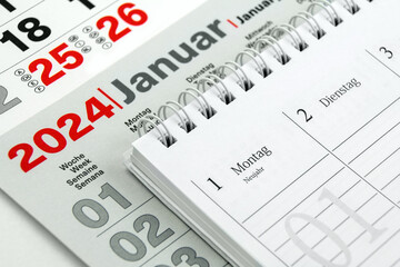 Deutscher Kalender 1. Januar 2024  Montag Neujahr