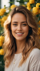 portrait of a smiling girl with blond hair