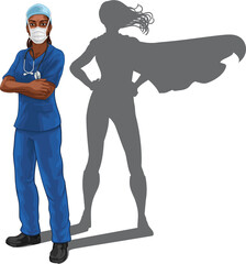 Super Hero Black Woman Doctor Nurse Superhero