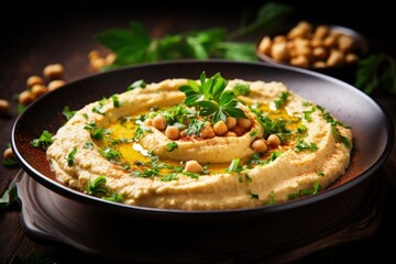 Arabic hummus plate with peas