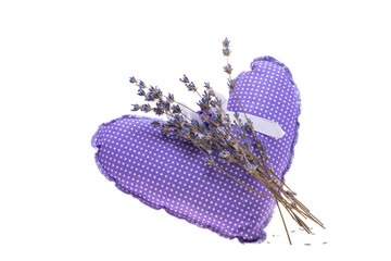 lavender heart with dry lavender isolated