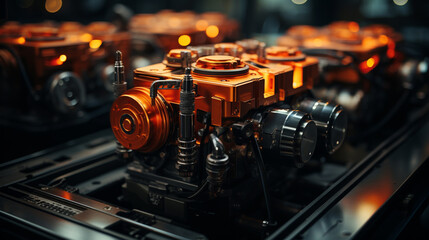 Engine of a car.