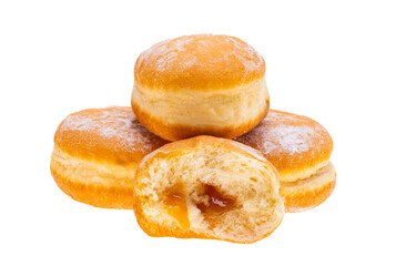 Berliner with jam isolated