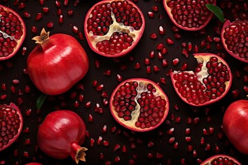 Banner sized background with pomegranate garnet fruit pattern