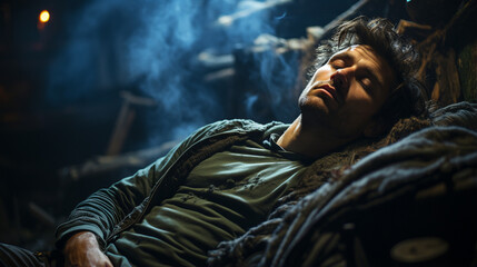 Fototapeta premium Sick sleeping man.