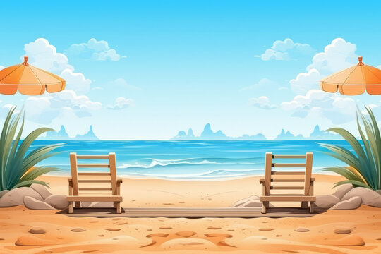 Summer vacation beach abstract background concept, Minimal Realistic Display Podium for Product mock-up or Cosmetics with summer theme. Generative AI