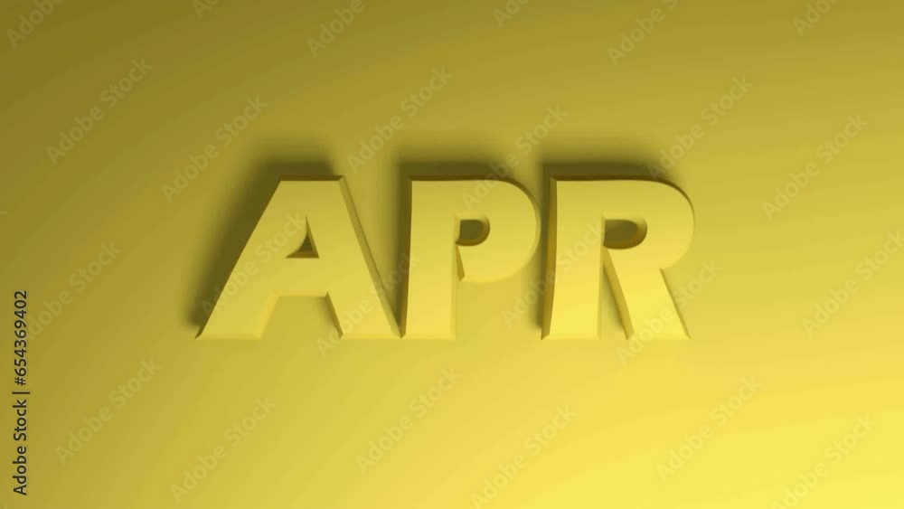 Poster apr for april yellow write passing over yellow background - 3d rendering video clip animation